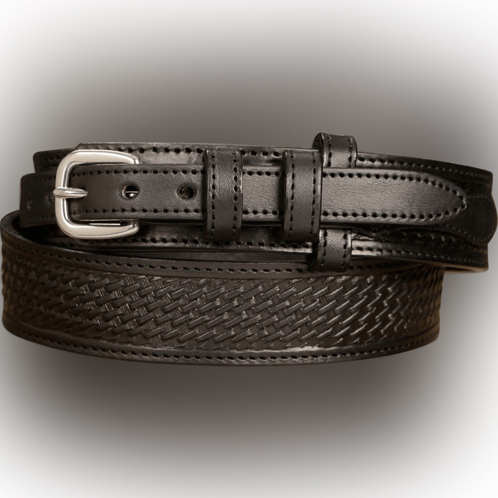 The Walker: Black Stitched Basket Weave Ranger 1.50" Belt